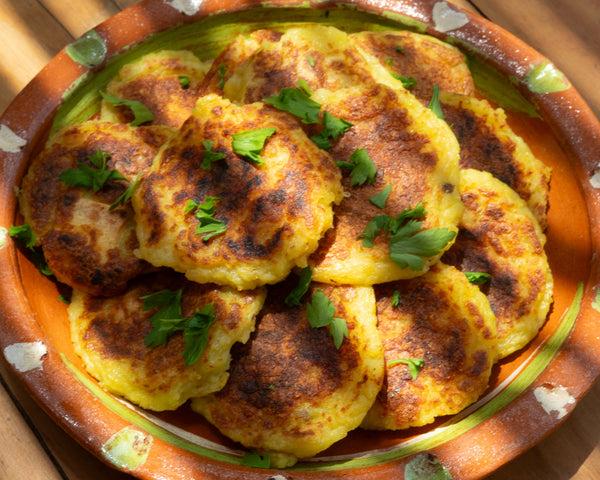 Tortitas de papa rellenas de tofu