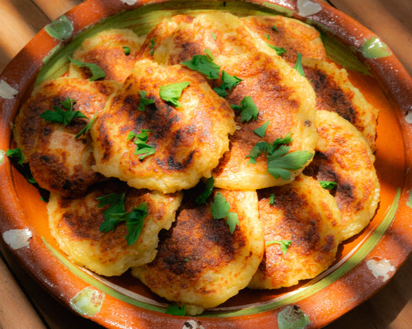 Tortitas de papa rellenas de tofu